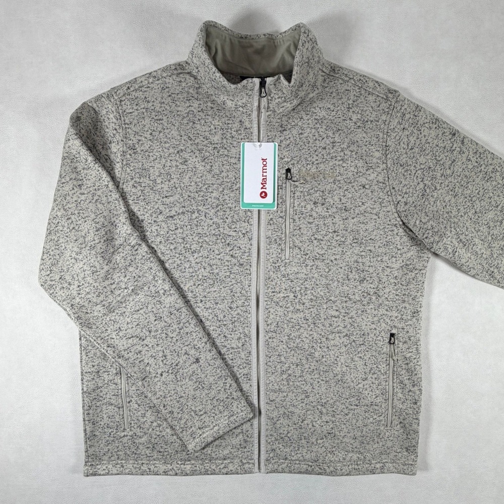 Marmot Drop Line Jacket Mens XXL Birch Bark Heather Gray Fleece Full Zip M16223
